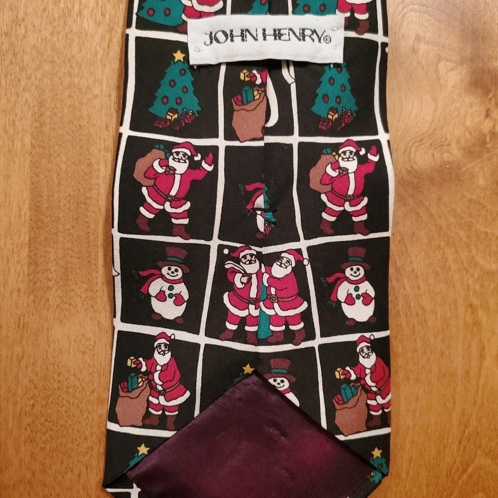 John Henry Silk Ugly Christmas  Work Neck Tie Santa Clause